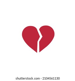 Broken heart icon, Symbol of love and Valentine's Day. Flat vector illustration.