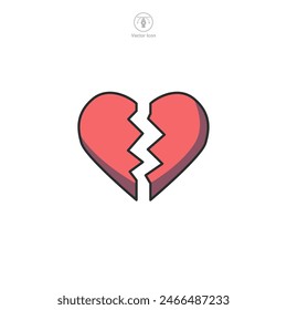 Broken Heart Icon symbol vector illustration isolated on white background