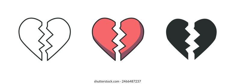 Broken Heart Icon symbol vector illustration isolated on white background