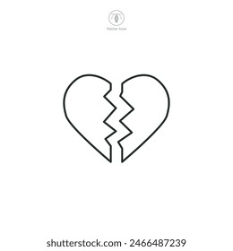 Broken Heart Icon symbol vector illustration isolated on white background