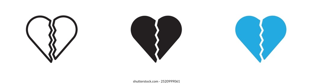Broken heart icon thin line illustration