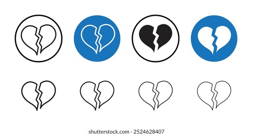 Broken heart icon Thin line art collection