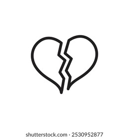 Broken heart icon Thin line flat illustration