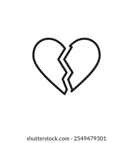 Broken heart icon thin line vector isolated