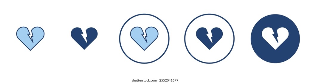 Broken heart icon Thin line art isolated