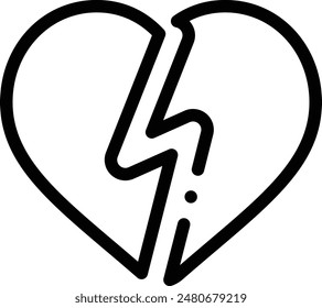broken heart icon. Thin Linear Style Design Isolated On White Background