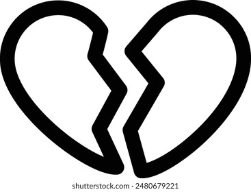 broken heart icon. Thin Linear Style Design Isolated On White Background