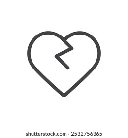 Broken Heart icon Thin outline art symbol