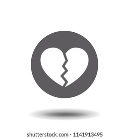 Broken heart icon in trendy flat style isolated on background. Broken heart icon page symbol for your web site design