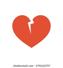 Broken heart icon for trendy flat style for graphic design, web-site. Stock Vector illustration.