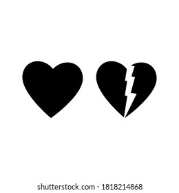 Broken heart icon in trendy flat style isolated on background. Broken heart icon page symbol for your web site design Broken heart icon logo, app, UI. Broken heart icon on white background