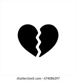 Broken heart icon in trendy flat style isolated on background. Broken heart icon page symbol for your web site design Broken heart icon logo, app, UI. Broken heart icon Vector illustration, EPS10.