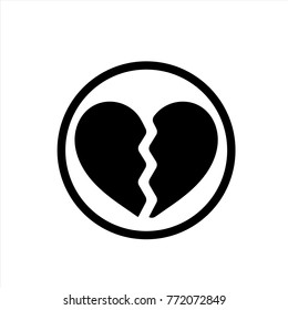 Broken heart icon in trendy flat style isolated on background. Broken heart icon page symbol for your web site design Broken heart icon logo, app, UI. icon Vector illustration, EPS10.