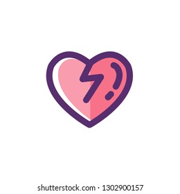 Broken Heart Icon, Valentine Day Symbol