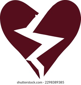 Broken Heart Icon, Vector 12