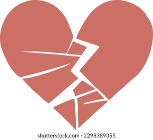 Broken Heart Icon, Vector 3