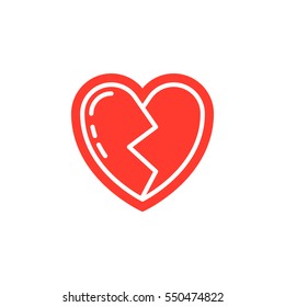 Broken heart icon vector, filled flat sign, solid colorful pictogram isolated on white. Symbol, logo illustration