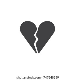 Broken heart icon vector, filled flat sign, solid pictogram isolated on white. End of love symbol, logo illustration.