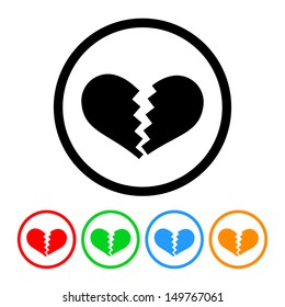 Broken Heart Icon in Vector Format with Color Variations