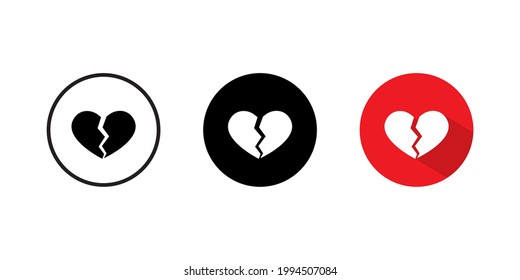Broken Heart Icon Vector. Heartbreak, Divorce Symbol Illustration