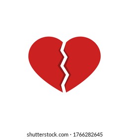 Broken heart icon vector illustration isolated on white background. Cartoon style