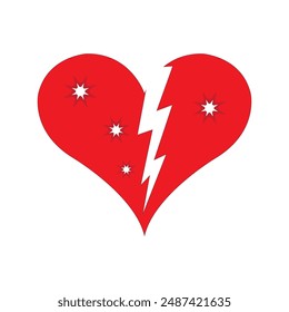Broken Heart Icon Vektorillustration Design Vorlage