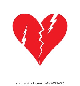 Plantilla de diseño de Ilustración vectorial de ícono de corazón roto