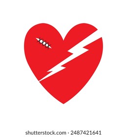 Plantilla de diseño de Ilustración vectorial de ícono de corazón roto