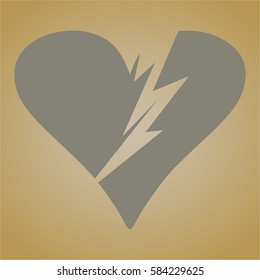 Broken heart icon vector illustration in grey color
