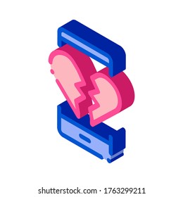 Broken Heart Icon Vector. Isometric Broken Heart sign. color isolated symbol illustration
