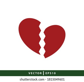 Zerbrochenes Herzsymbol, Vektorlogo, Design-Vorlage