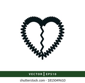 Broken heart icon vector logo design template illustration