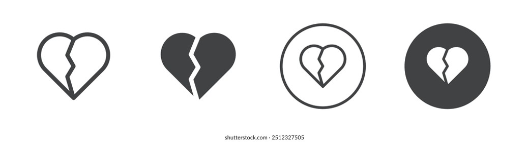 Broken heart icon Vector logo outline