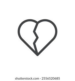 Broken heart icon Vector logo outline