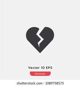 Broken heart icon vector, love symbol. Modern flat vector illustration for web and mobile app