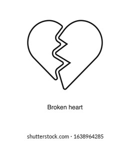Broken heart icon vector on white background. Black icon illustration