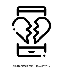 Broken Heart Icon Vector. Outline Broken Heart Sign. Isolated Contour Symbol Illustration