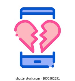 Broken Heart Icon Vector. Outline Broken Heart Sign. Isolated Contour Symbol Illustration