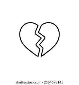 broken heart icon vector symbol isolated