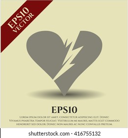 broken heart icon vector symbol flat eps jpg app web