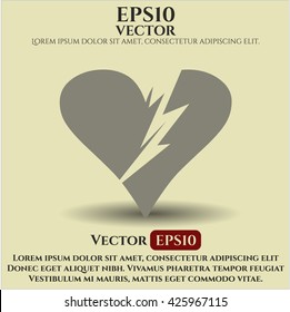 broken heart icon vector symbol flat eps jpg app web