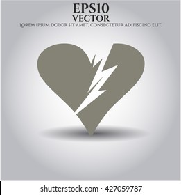 broken heart icon vector symbol flat eps jpg app web