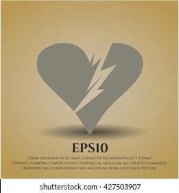 broken heart icon vector symbol flat eps jpg app web