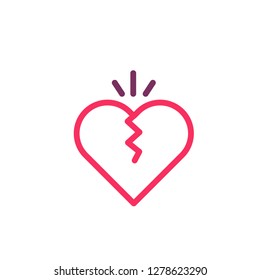 Broken heart icon. Vector trendy thin line illustration for concepts of love, cheating and romantic problems