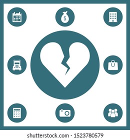 Broken heart icon for web and mobile
