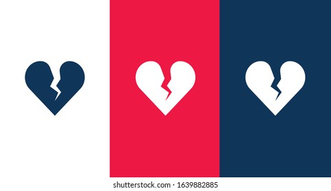 Broken heart icon for web and mobile