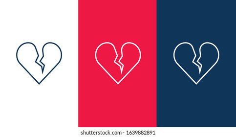 Broken heart icon for web and mobile
