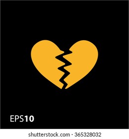 Broken heart icon for web and mobile