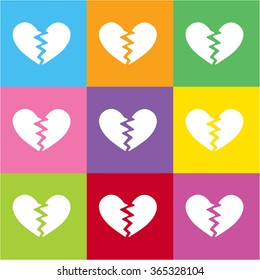 Broken heart icon for web and mobile