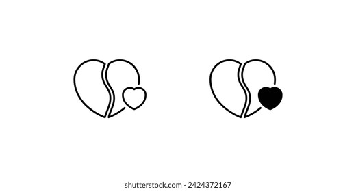 broken heart icon with white background vector stock illustration